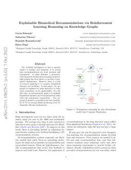 Explainable Biomedical Recommendations via Reinforcement Learning
  Reasoning on Knowledge Graphs