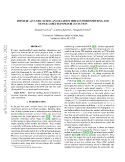 Implicit Acoustic Echo Cancellation for Keyword Spotting and
  Device-Directed Speech Detection