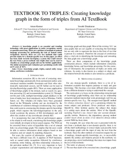 Textbook to triples: Creating knowledge graph in the form of triples
  from AI TextBook