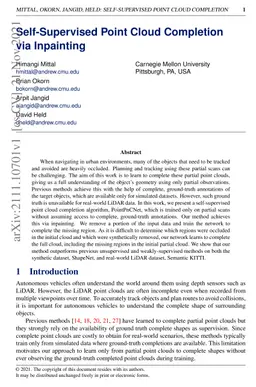 Self-Supervised Point Cloud Completion via Inpainting