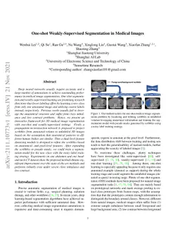 One-shot Weakly-Supervised Segmentation in Medical Images
