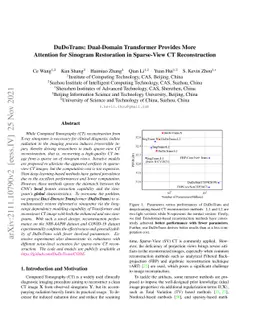 DuDoTrans: Dual-Domain Transformer Provides More Attention for Sinogram
  Restoration in Sparse-View CT Reconstruction