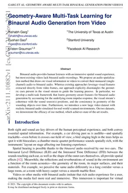 Geometry-Aware Multi-Task Learning for Binaural Audio Generation from
  Video
