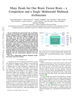 Many Heads but One Brain: Fusion Brain -- a Competition and a Single
  Multimodal Multitask Architecture