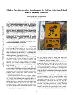Efficient Non-Compression Auto-Encoder for Driving Noise-based Road
  Surface Anomaly Detection