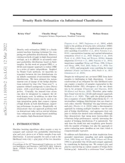 Density Ratio Estimation via Infinitesimal Classification