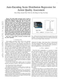 Auto-Encoding Score Distribution Regression for Action Quality
  Assessment