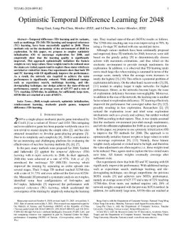 Optimistic Temporal Difference Learning for 2048