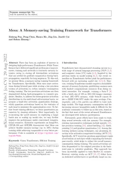 Mesa: A Memory-saving Training Framework for Transformers