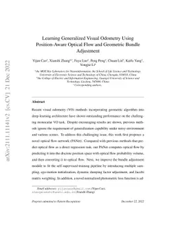 Learning Generalized Visual Odometry Using Position-Aware Optical Flow
  and Geometric Bundle Adjustment