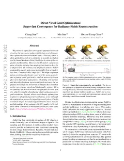 Direct Voxel Grid Optimization: Super-fast Convergence for Radiance
  Fields Reconstruction