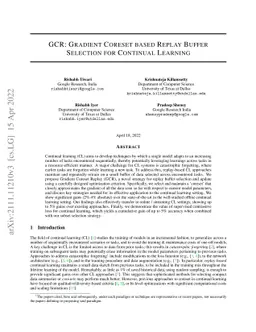 GCR: Gradient Coreset Based Replay Buffer Selection For Continual
  Learning