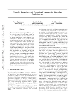 Transfer Learning with Gaussian Processes for Bayesian Optimization