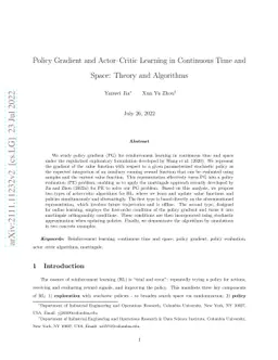 Policy Gradient and Actor-Critic Learning in Continuous Time and Space:
  Theory and Algorithms
