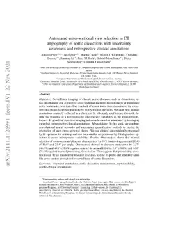 Automated cross-sectional view selection in CT angiography of aortic
  dissections with uncertainty awareness and retrospective clinical annotations