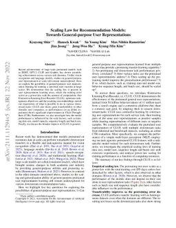 Scaling Law for Recommendation Models: Towards General-purpose User
  Representations