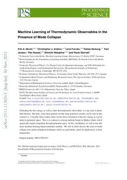 Machine Learning of Thermodynamic Observables in the Presence of Mode
  Collapse