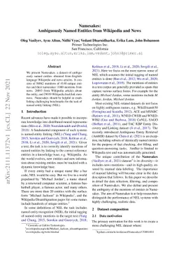 Namesakes: Ambiguously Named Entities from Wikipedia and News