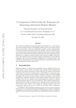 A Comparison of State-of-the-Art Techniques for Generating Adversarial
  Malware Binaries
