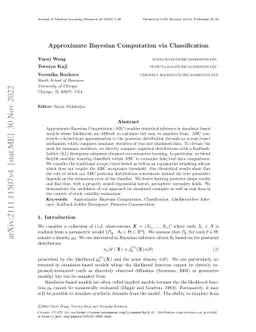 Approximate Bayesian Computation via Classification
