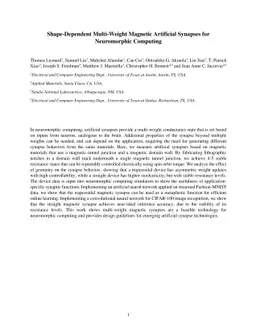 Shape-Dependent Multi-Weight Magnetic Artificial Synapses for
  Neuromorphic Computing