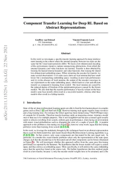 Component Transfer Learning for Deep RL Based on Abstract
  Representations