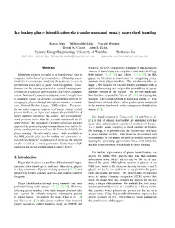 Ice hockey player identification via transformers and weakly supervised
  learning