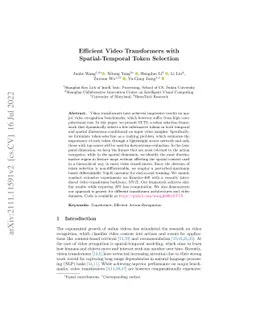 Efficient Video Transformers with Spatial-Temporal Token Selection