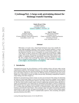 CytoImageNet: A large-scale pretraining dataset for bioimage transfer
  learning