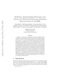 RadFusion: Benchmarking Performance and Fairness for Multimodal
  Pulmonary Embolism Detection from CT and EHR