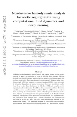 Non-invasive hemodynamic analysis for aortic regurgitation using
  computational fluid dynamics and deep learning