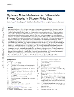 Optimum Noise Mechanism for Differentially Private Queries in Discrete
  Finite Sets