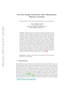 Few-shot Image Generation with Mixup-based Distance Learning