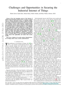 Challenges and Opportunities in Securing the Industrial Internet of
  Things