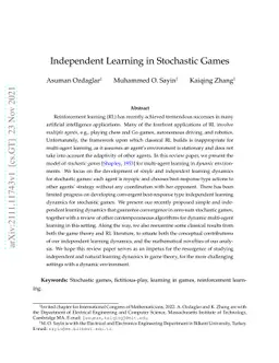 Independent Learning in Stochastic Games