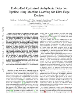 End-to-End Optimized Arrhythmia Detection Pipeline using Machine
  Learning for Ultra-Edge Devices