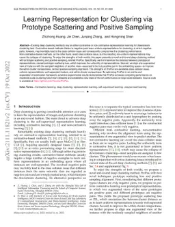Learning Representation for Clustering via Prototype Scattering and
  Positive Sampling