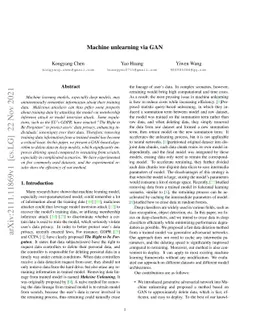 Machine unlearning via GAN