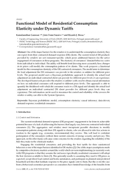Functional Model of Residential Consumption Elasticity under Dynamic
  Tariffs