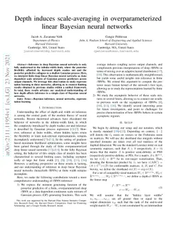 Depth induces scale-averaging in overparameterized linear Bayesian
  neural networks