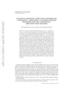 Stochastic Processes Under Linear Differential Constraints : Application
  to Gaussian Process Regression for the 3 Dimensional Free Space Wave Equation