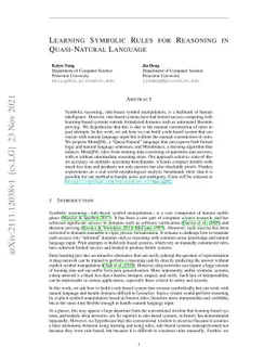 Learning Symbolic Rules for Reasoning in Quasi-Natural Language