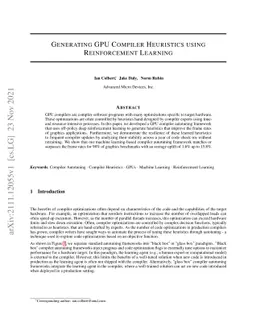 Generating GPU Compiler Heuristics using Reinforcement Learning