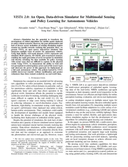 VISTA 2.0: An Open, Data-driven Simulator for Multimodal Sensing and
  Policy Learning for Autonomous Vehicles
