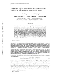 Multiset-Equivariant Set Prediction with Approximate Implicit
  Differentiation