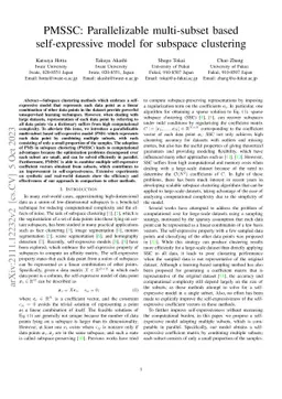 PMSSC: Parallelizable multi-subset based self-expressive model for
  subspace clustering