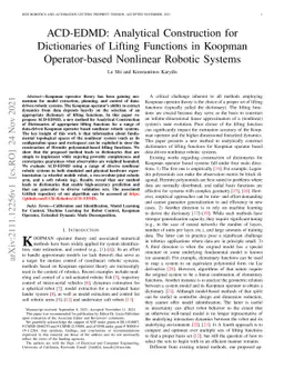 ACD-EDMD: Analytical Construction for Dictionaries of Lifting Functions
  in Koopman Operator-based Nonlinear Robotic Systems