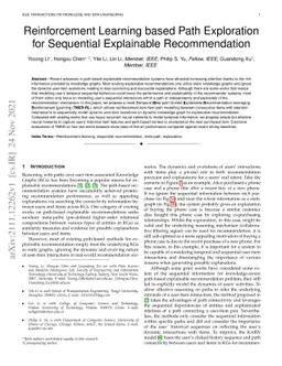 Reinforcement Learning based Path Exploration for Sequential Explainable
  Recommendation