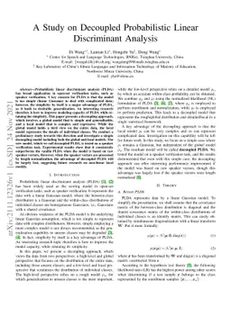 A Study on Decoupled Probabilistic Linear Discriminant Analysis