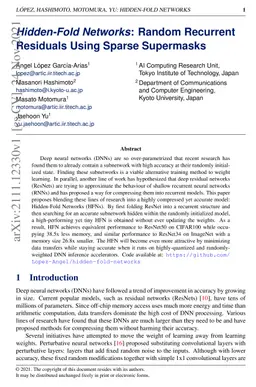 Hidden-Fold Networks: Random Recurrent Residuals Using Sparse Supermasks